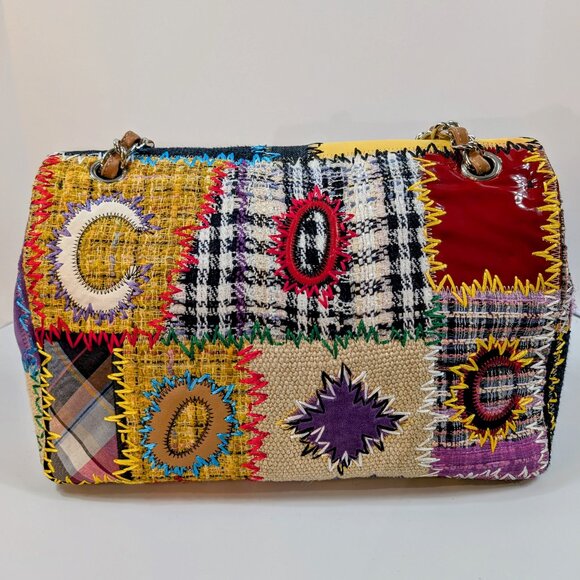 UNIQUE CHANEL 2011 RUNWAY JUMBO Rainbow Patchwork Bag - Picture 4 of 16